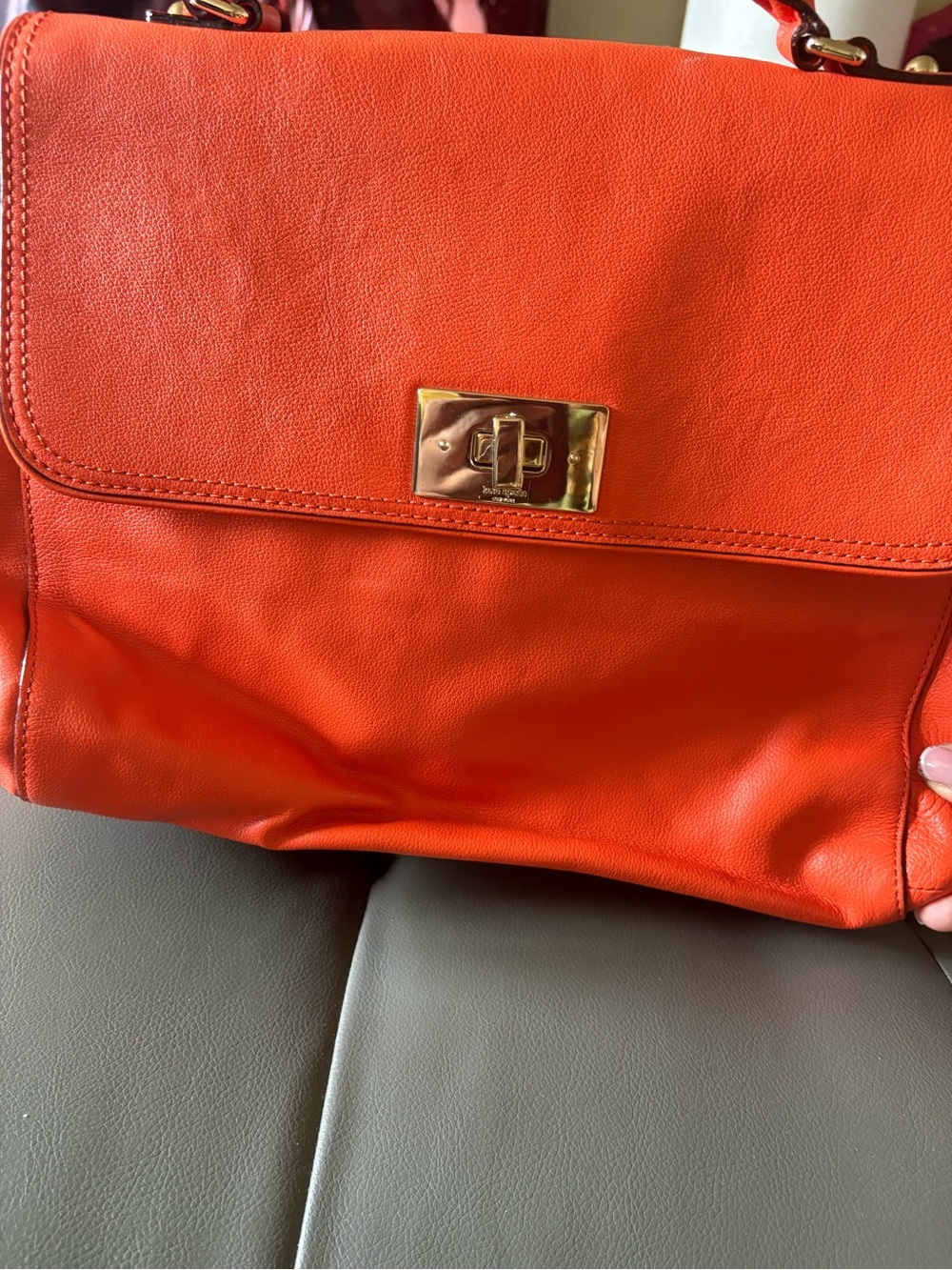 kate spade Orange Leather Turn-Lock Shoulder Bag